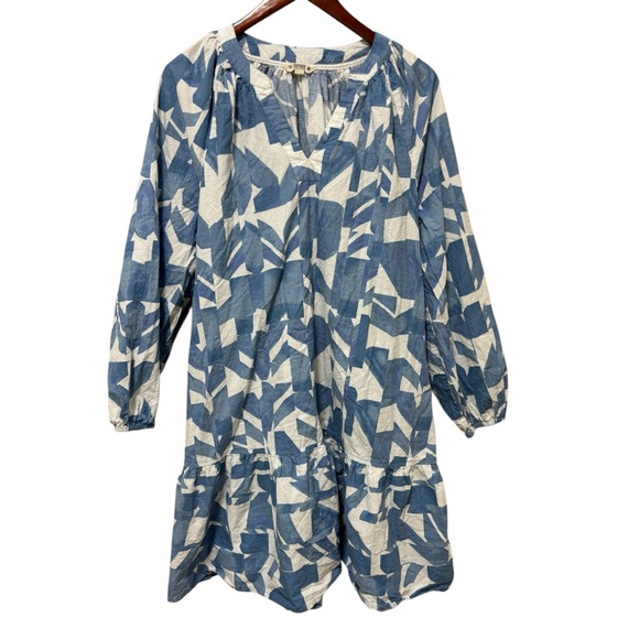 Fat Face Blue and White Geometric Dress Blue White 10 - Picture 4 of 9